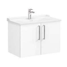 Vitra Root 68156 Lavabo Dolabı, Kapaklı, 80 cm, Parlak Beyaz, Klasik Lavabolu